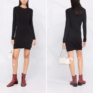 Rag & Bone Women's Black Jersey Stretch Poppy Draped Mini Dress Sz L Bodycon